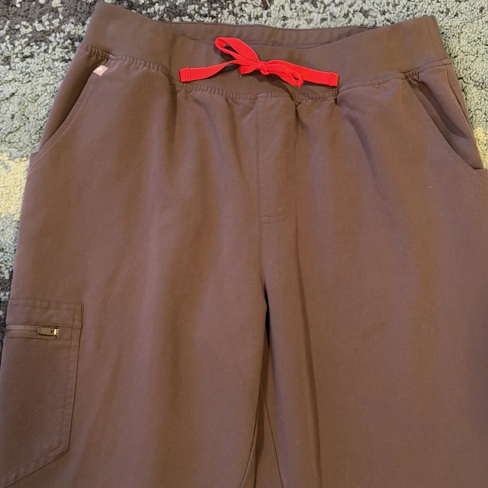 FIGS Zamora Jogger Pants Gray Scrub Cargo Pocket Elastic Waist Women's XL